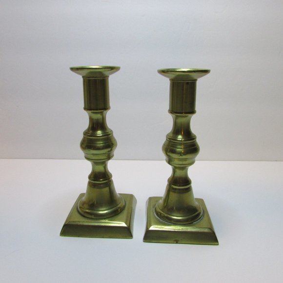 vintage brass push up candle stick holders set of 2 - Picture 1 of 13